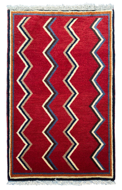 Nomadic Kashkuli poshtie, circa 1970, Persia 95x60cm | Rug# 6286