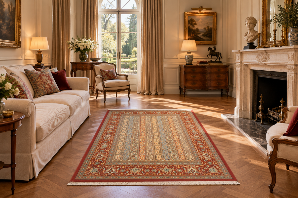 Superfine Persian Qum Kork Wool & Silk Rug 195x135 cm | Rug# 6373