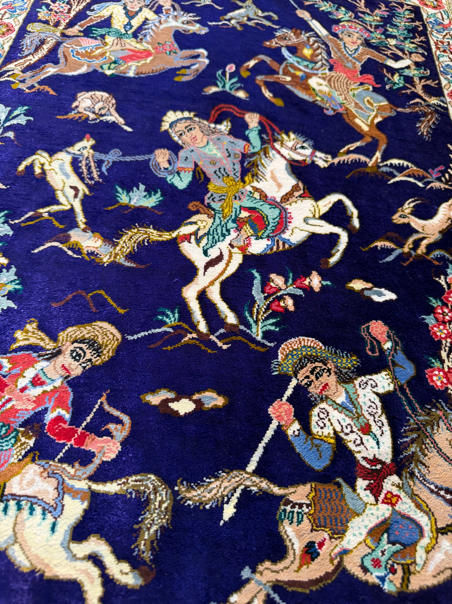 Pure Caspian silk Qum, signed Sharifi,77x55cm | Rug# 6419