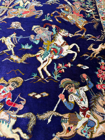 Pure Caspian silk Qum, signed Sharifi,77x55cm | Rug# 6419
