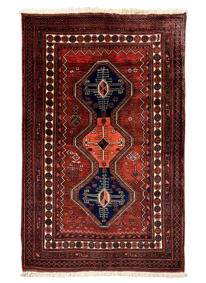 Tribal Koohi by Afshar settlers in Kerman region 205×125 cm | Rug# 6478