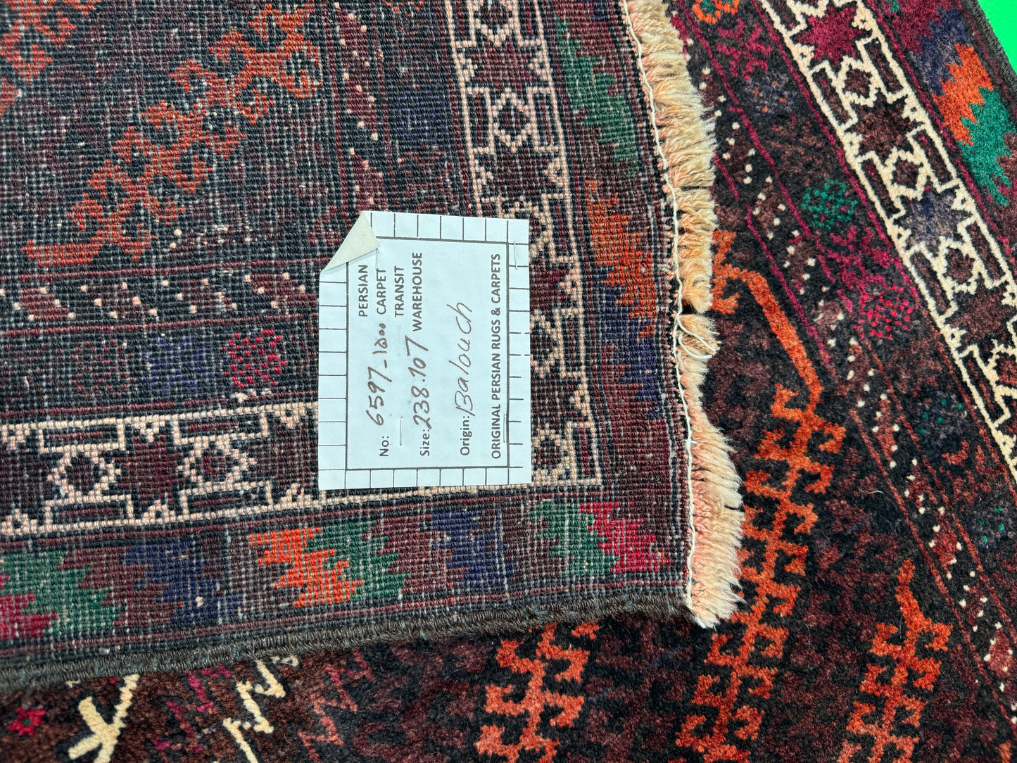 Black tribe Balouch, Cira 1950, Persia 238X107 cm | Rug# 6597