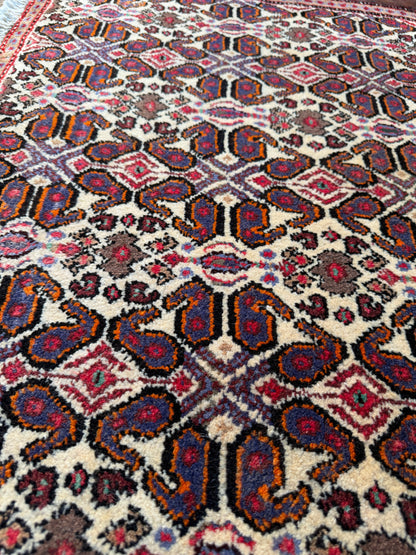 Vintage Senneh poshtie, circa 1970, Persia 90x59cm | Rug# 6777