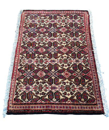 Vintage Senneh poshtie, circa 1970, Persia 90x59cm | Rug# 6777