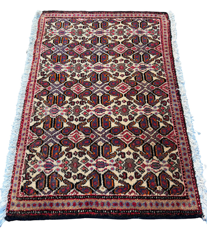 Vintage Senneh poshtie, circa 1970, Persia 90x59cm | Rug# 6777