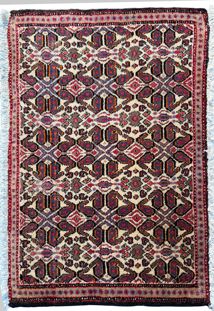 Vintage Senneh poshtie, circa 1970, Persia 90x59cm | Rug# 6777