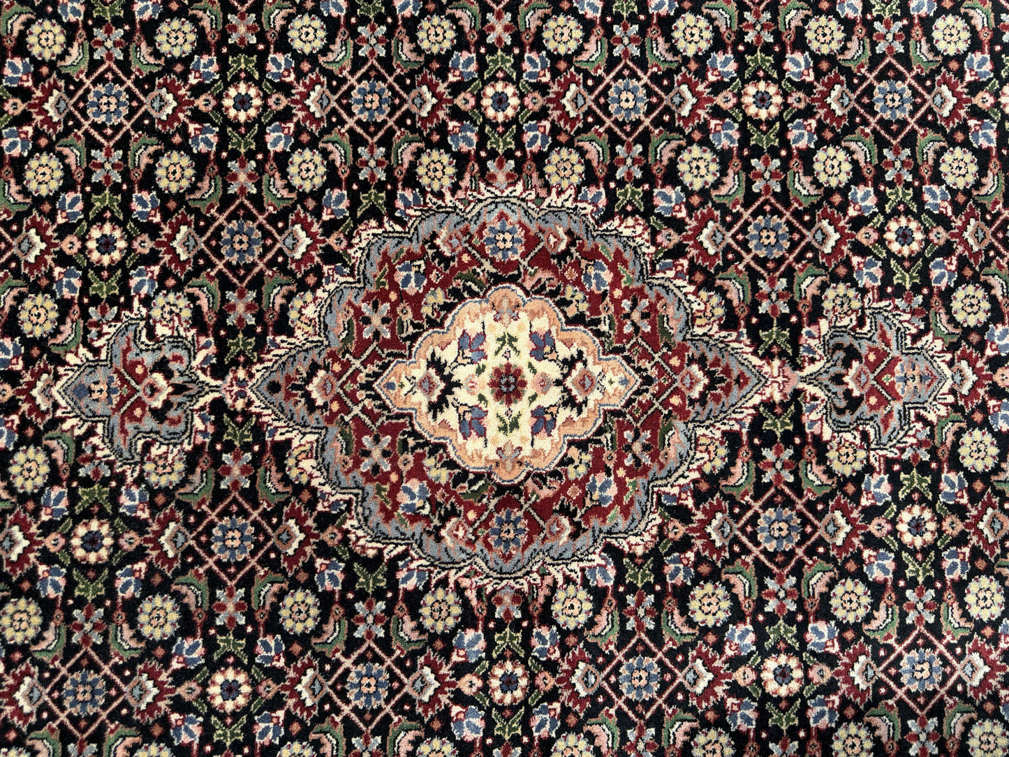 Superfine Amritsar, Tabriz Mahi design, NZ wool pile 396x102 cm | Rug# 9945