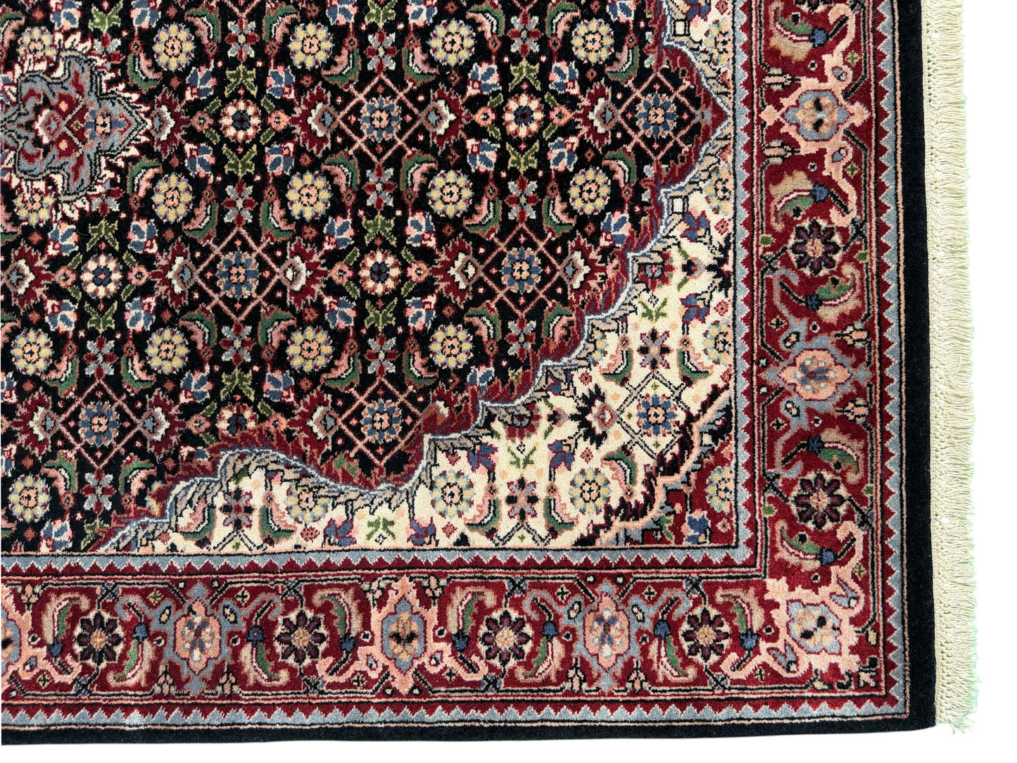 Superfine Amritsar, Tabriz Mahi design, NZ wool pile 396x102 cm | Rug# 9945