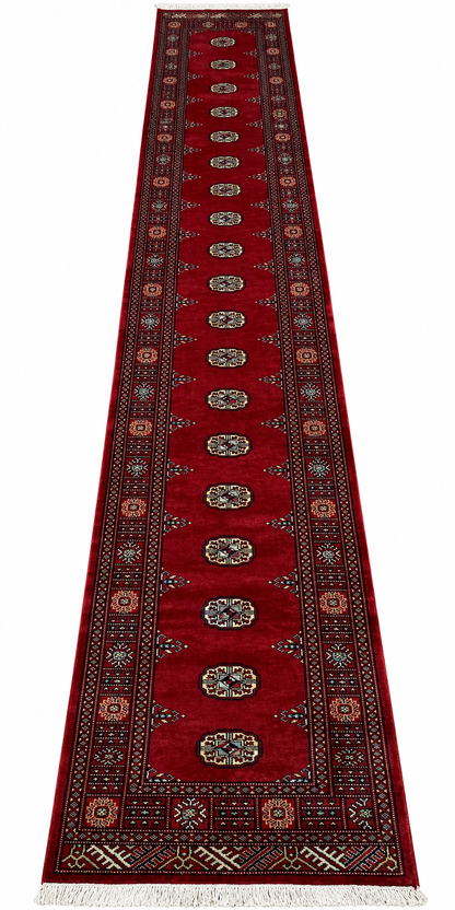 Hand knotted Pakistan Bokhara runner, size; 600x82cm, Rug# 18497