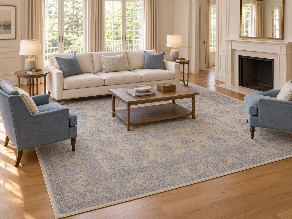 Transitional Classic Wool and Tencel Rug 365×276 cm | Rug# 32653