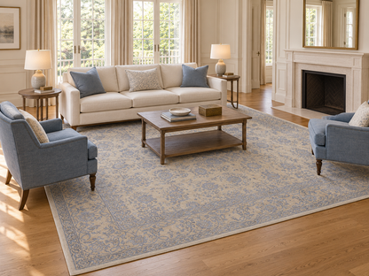 Transitional Classic Wool and Tencel Rug 365×276 cm | Rug# 32653