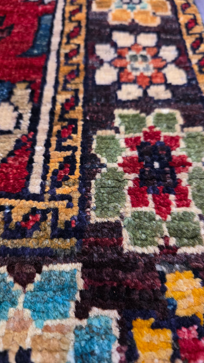 Turkmen-weave sampler rug, wool pile, HSW, Afghan 95x60cm | Rug# 27378