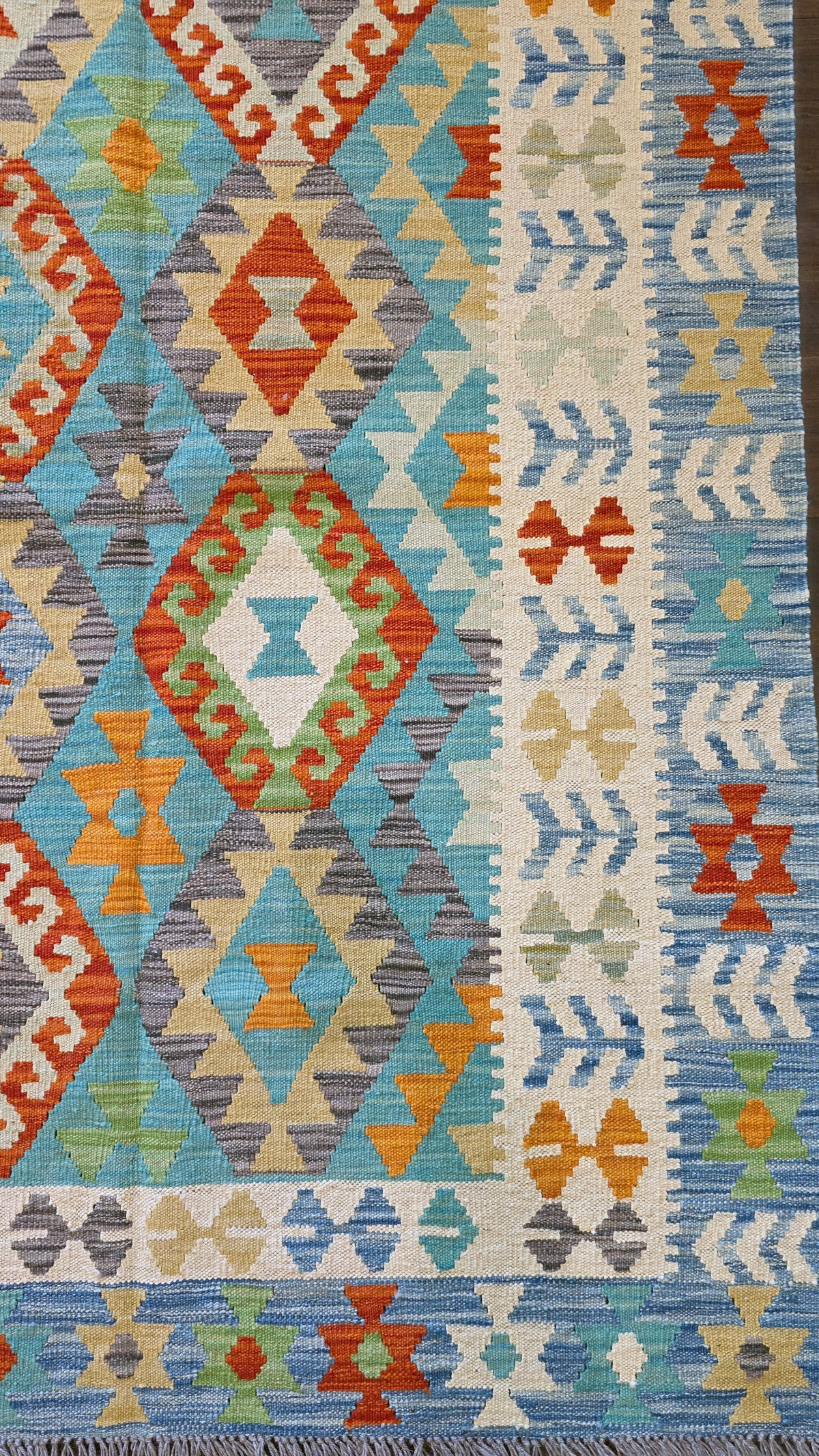 Flat-weave Maimaneh kilim, vegetable dyes, HSW, Afghan  175x125 cm | Rug# 26136 (sold)