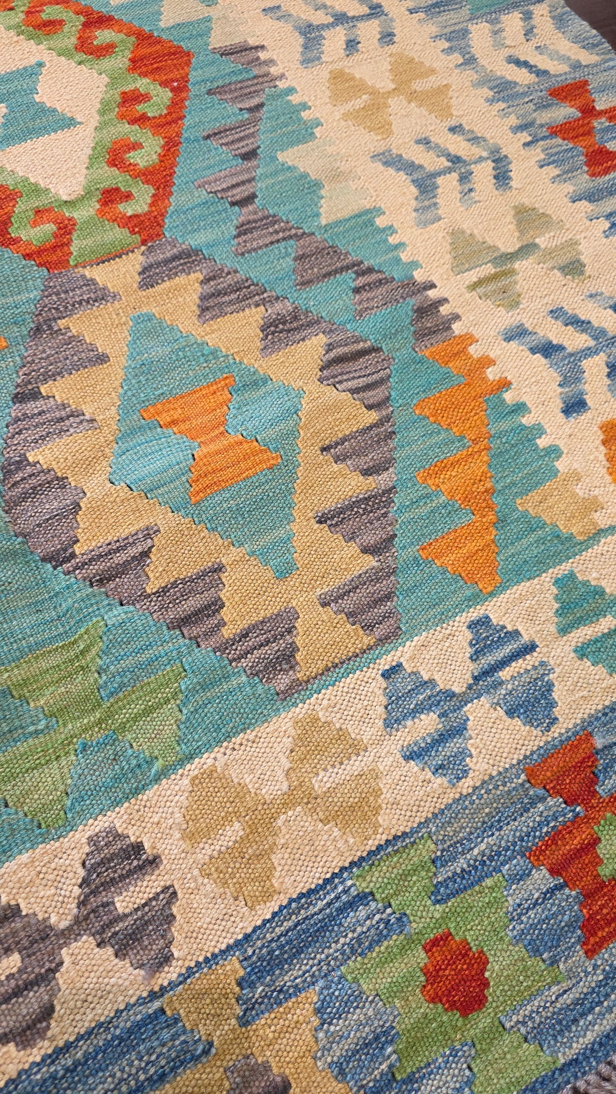 Flat-weave Maimaneh kilim, vegetable dyes, HSW, Afghan  175x125 cm | Rug# 26136 (sold)