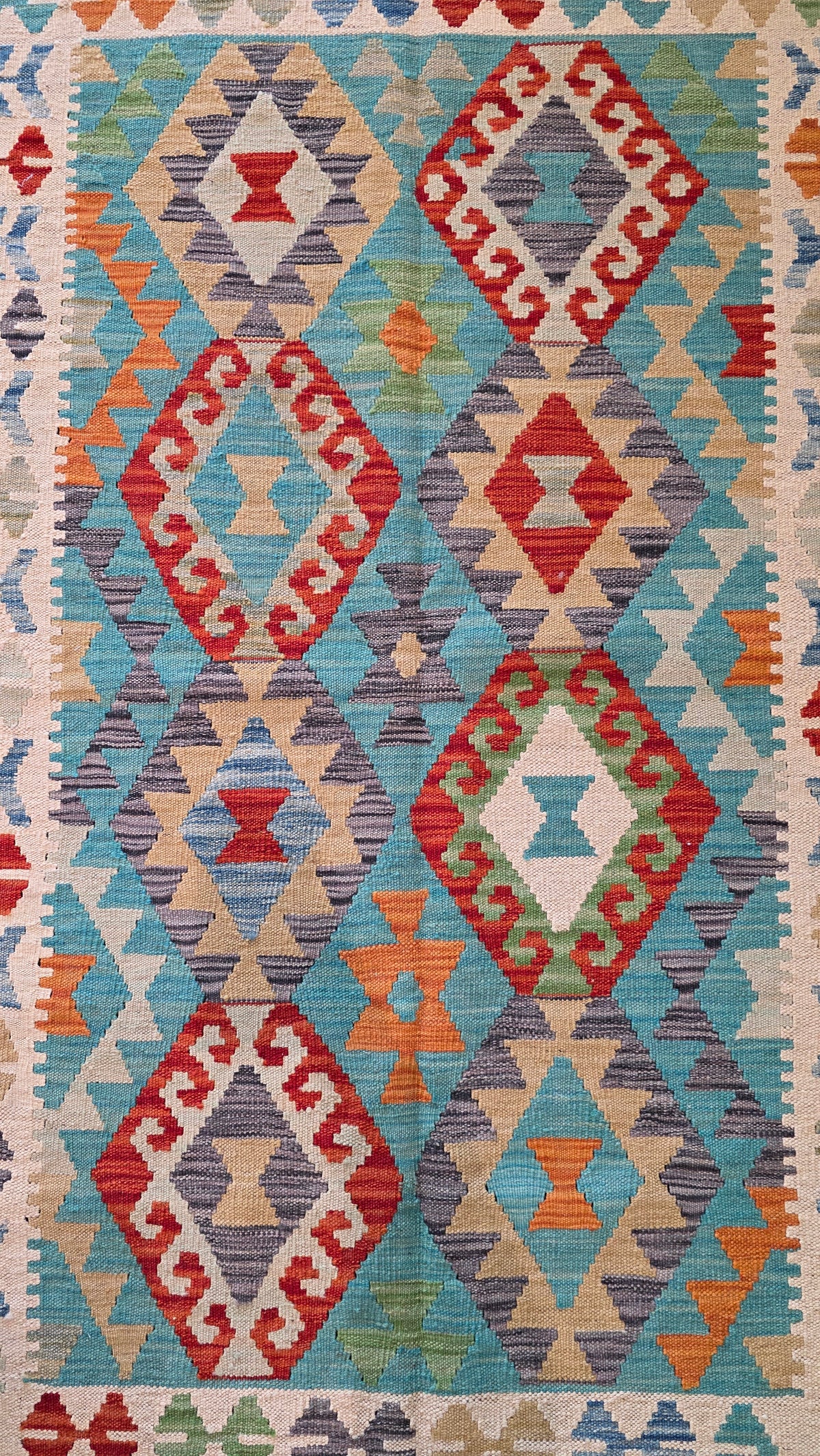 Flat-weave Maimaneh kilim, vegetable dyes, HSW, Afghan  175x125 cm | Rug# 26136 (sold)