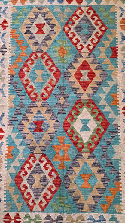 Flat-weave Maimaneh kilim, vegetable dyes, HSW, Afghan  175x125 cm | Rug# 26136 (sold)