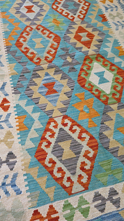 Flat-weave Maimaneh kilim, vegetable dyes, HSW, Afghan  175x125 cm | Rug# 26136 (sold)