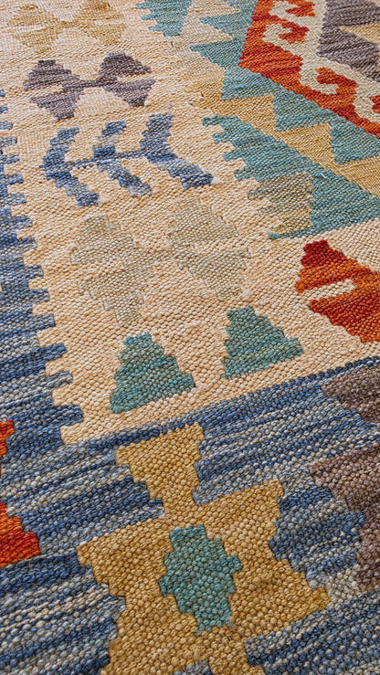 Flat-weave Maimaneh kilim, vegetable dyes, HSW, Afghan  175x125 cm | Rug# 26136 (sold)