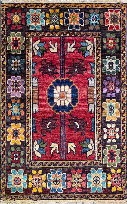 Turkmen-weave sampler rug, wool pile, HSW, Afghan 95x60cm | Rug# 27378