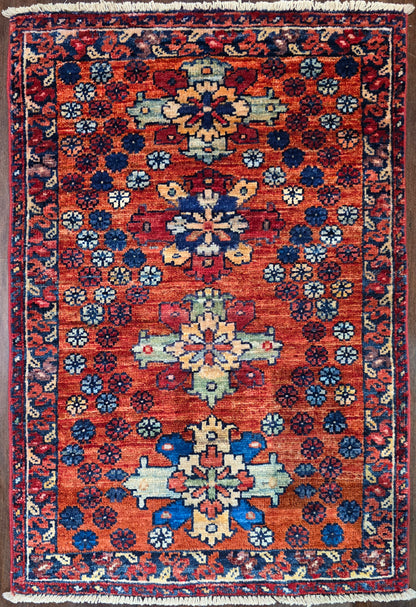 Turkmen-weave sampler rug, wool pile, HSW, Afghan 91x59cm | Rug# 27389