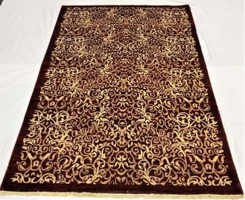 Rug# 13825, Afghan Turkaman weave Eslimi scrolls, handspun wool, size 209x141 cm, RRP $2400, Special price $720 (2)