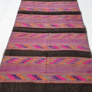 Rug# 25176, Old Afghan Balouch Nomadic bedding cover, all wool kilim rug, size 344x137 cm RRP $2000, on special $600 (3)