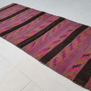 Rug# 25176, Old Afghan Balouch Nomadic bedding cover, all wool kilim rug, size 344x137 cm RRP $2000, on special $600