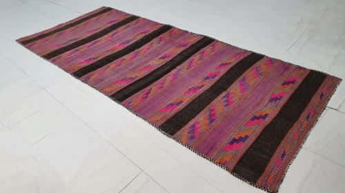 Rug# 25176, Old Afghan Balouch Nomadic bedding cover, all wool kilim rug, size 344x137 cm RRP $2000, on special $600