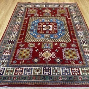 Rug# 26025, Afghan Turkaman weave, handspun wool pile, vegetable dyes, Kazak design, c.2010, size 273x181 cm, RRP $3000, on special $1200