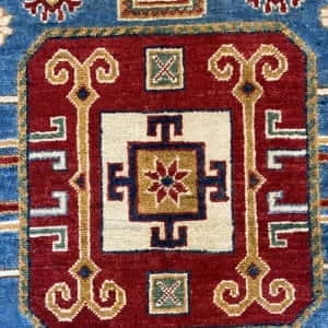 Rug# 26025, Afghan Turkaman weave, handspun wool pile, vegetable dyes, Kazak design, c.2010, size 273x181 cm, RRP $3000, on special $1200 (7)