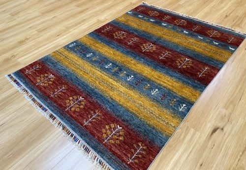 Rug# 26027, Afghan Turkaman weave in Modern design, handspun wool, natural vegetable dyes, size 200x143 cm, RRP $2600, on special $1040 (2)