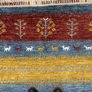 Rug# 26027, Afghan Turkaman weave in Modern design, handspun wool, natural vegetable dyes, size 200x143 cm, RRP $2600, on special $1040 (4)
