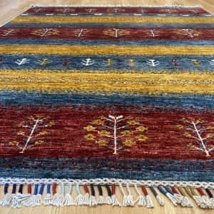 Rug# 26027, Afghan Turkaman weave in Modern design, handspun wool, natural vegetable dyes, size 200x143 cm, RRP $2600, on special $1040 (5)