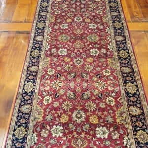 Rug# 23234, superfine Agra, fine NZ wool pile, Mashad design, India, size 496x103 cm, RRP $5500, on special $1990 (8)