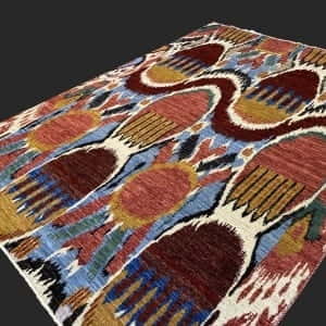 Rug# 24926, Afghan Turkaman weave Modern Ikat designer rug, had spun wool pile, size 260x192cm, $4500, on special $1800 (2)