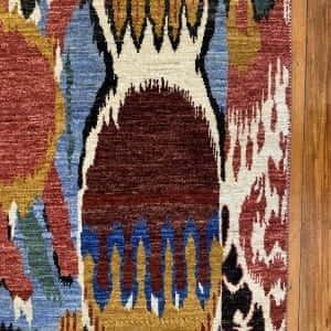 Rug# 24926, Afghan Turkaman weave Modern Ikat designer rug, had spun wool pile, size 260x192cm, $4500, on special $1800 (3)