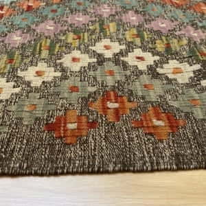 Rug# 25882, superinfe Afghan flatweave Kilim , modern design, veg.dyes, size 243x76 cm, $600, on special $250 (4)