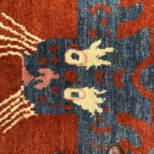 Rug# 25924, Reweave of an antique Tibetan Tiger rug, hsw, woven in Afghanistan, size 222x156 cm, RRP $3000, on special $900 (3)