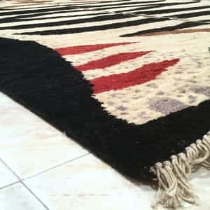 Rug #25963, Afghan Turkaman weave, Antique tiger-rug design, , Hand spun wool pile with natural vegetable dyes, 234x159 cm, $2600, on special $1150 (2)
