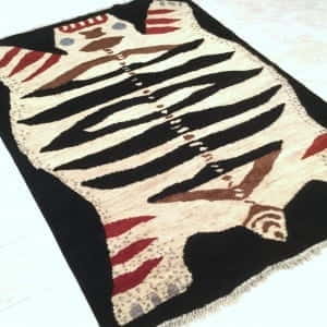 Rug #25963, Afghan Turkaman weave, Antique tiger-rug design, , Hand spun wool pile with natural vegetable dyes, 234x159 cm, $2600, on special $1150 (5)