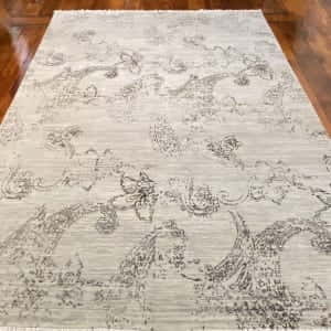 Rug# 30207, Agra Modern, transitional Paisley, wool and silk, 11x11 quality, size 279x184 cm, RRP $5500, on special $1650 (3)