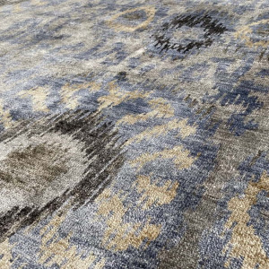 Rug# 30814, Custom made Agra carpet, South East Asia Ikat design, hand spun bamboo silk pile, India, size 295x237 cm (3)