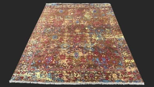 Rug# 30898, new Erased Heritage design, vegetable dyes, very fine wool & art silk pile, size 324x247 cm (4)