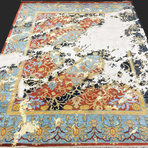 Rug# 30901, new Erased Heritage design, vegetable dyes, very fine wool & art silk pile, size 324x245 cm (2)