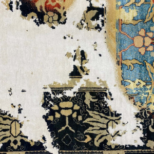 Rug# 30901, new Erased Heritage design, vegetable dyes, very fine wool & art silk pile, size 324x245 cm (5)