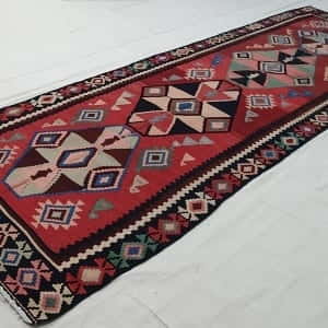 Rug# 3233, Antique Azarbaiejan Kilim, circa 1910, bedding cover, all wool, Persia, size 392x142 cm, RRP $4500, on special $1700