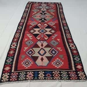 Rug# 3233, Antique Azarbaiejan Kilim, circa 1910, bedding cover, all wool, Persia, size 392x142 cm, RRP $4500, on special $1700 (6)