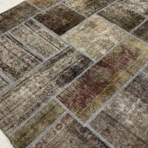 Rug# 7210 A, distressed patchwork modern Persian rug, size 178x173 cm (3)