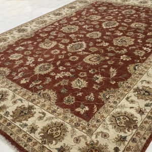 Rug# 11683, Custom made Agra carpet , 19th c Mogul Ziegler design, hand spun wool, natural veg-dyes, India, size 369x270 cm (2)