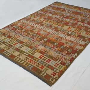 Rug# 24242, Superfine Afghan flatweave Kilim, modern design, veg dyes, size 294x200 cm, RRP $1800, on special $720 (2)